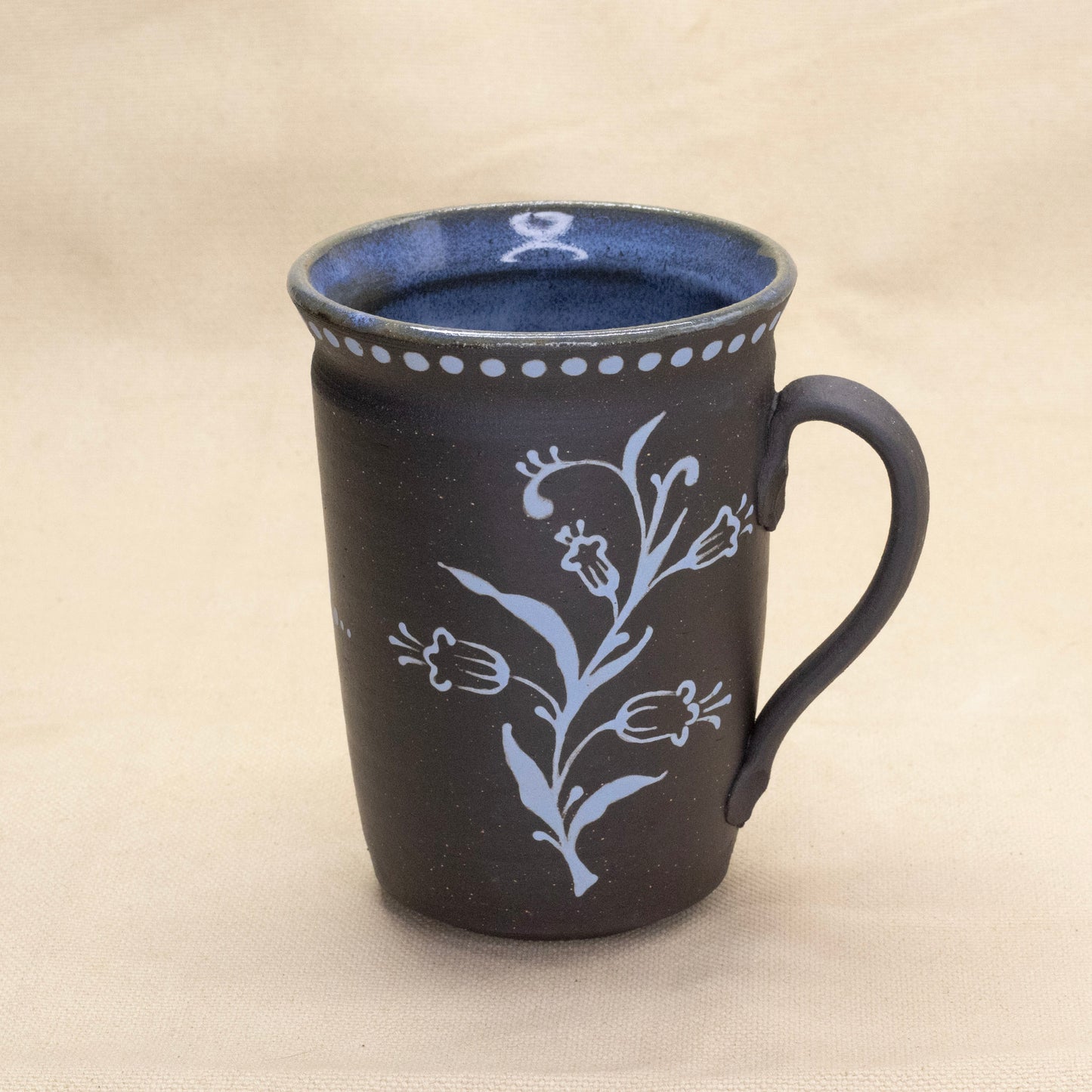 Blue Polka Dot Bluebell Mug by Caterpillar Clay