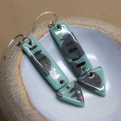 Double Drop Earrings by Melted Porcelain