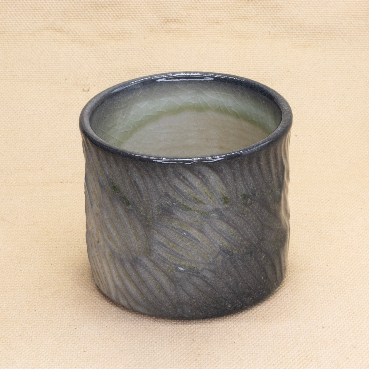Hand-Carved Soda-Fired Cup #1 by Jennifer Nerad