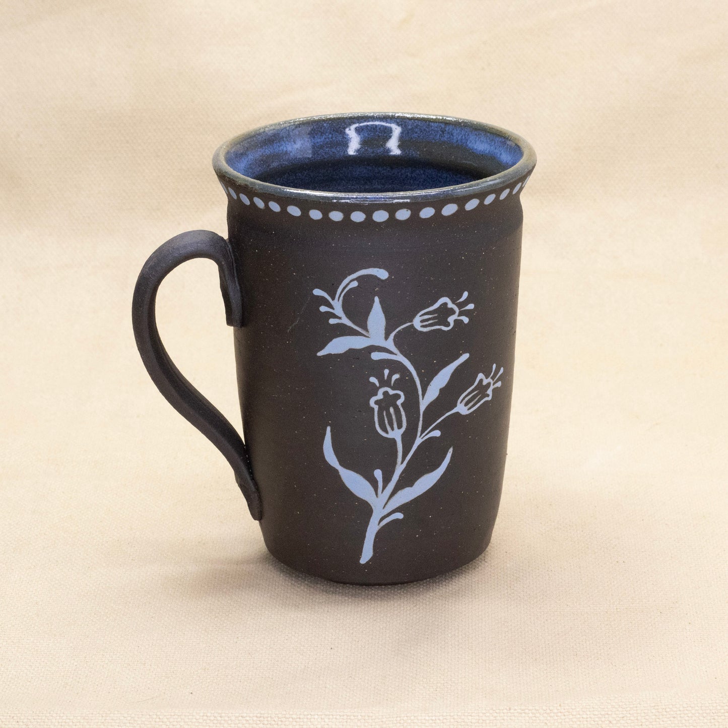 Blue Polka Dot Bluebell Mug by Caterpillar Clay