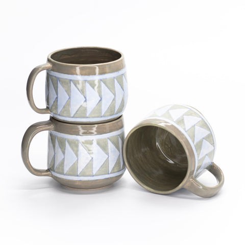 Arrowed Tile Mugs by Song Pottery
