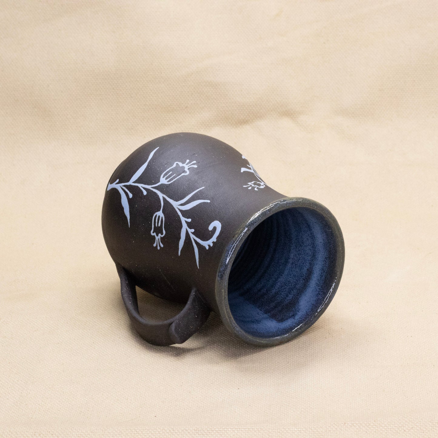 Blue Button Handled Bluebell Mug (large) by Caterpillar Clay