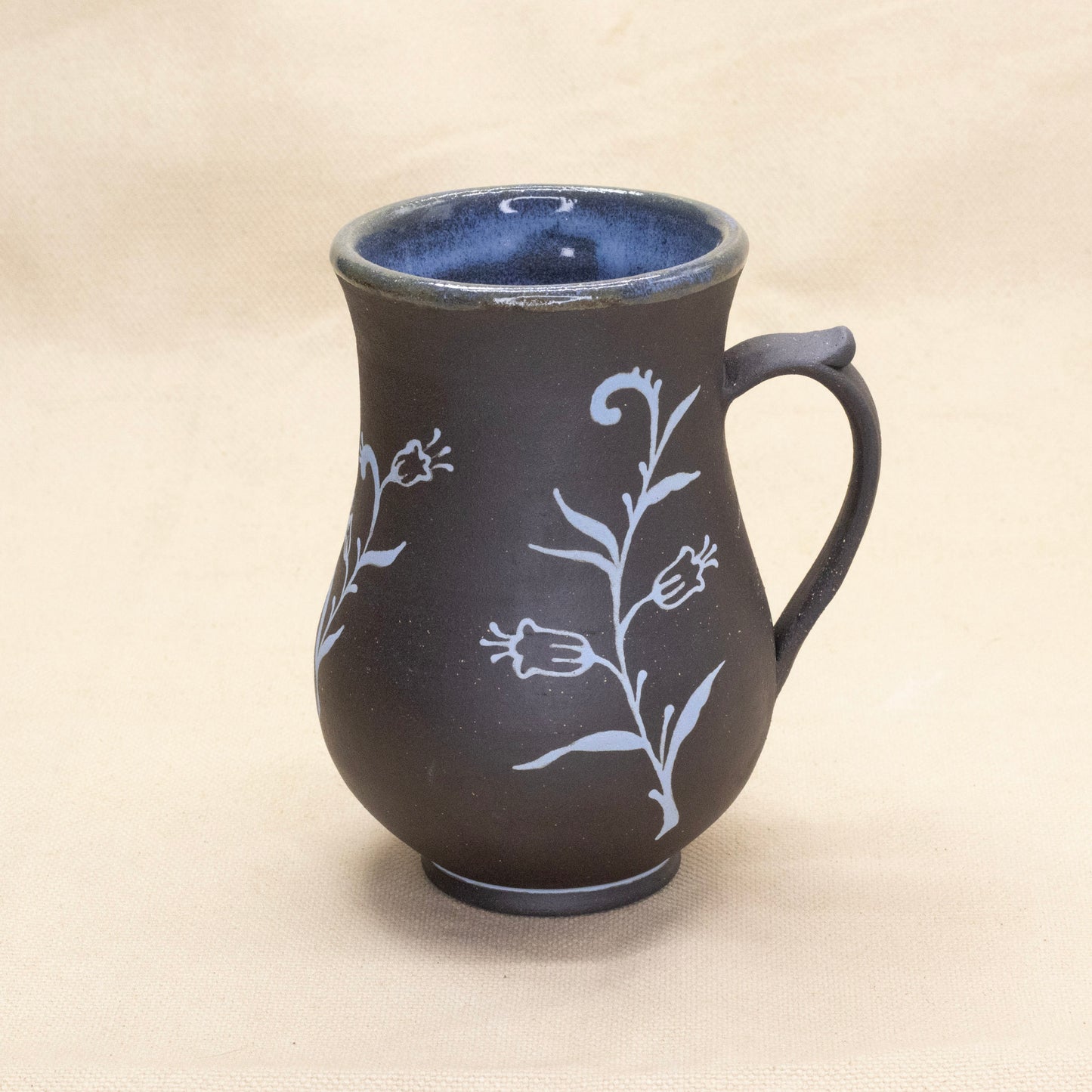 Blue Button Handled Bluebell Mug (large) by Caterpillar Clay
