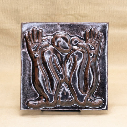 Squatting Hands Wall Tile by Elva Bennett