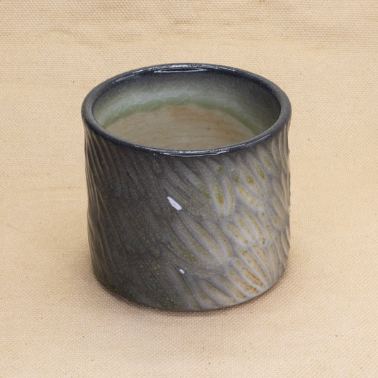 Hand-Carved Soda-Fired Cup #1 by Jennifer Nerad