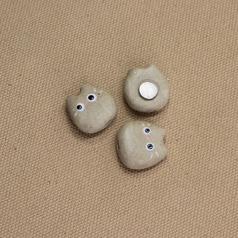 Beige Kitty Magnets (White Eyes) by Hei Mao Studio