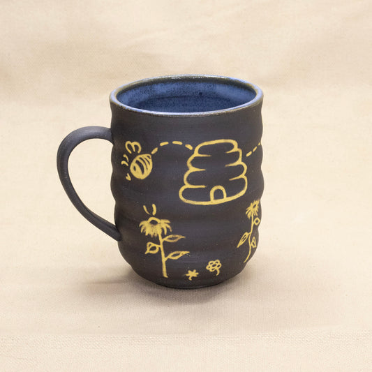 Blue and Yellow Beehive Mug by Caterpillar Clay