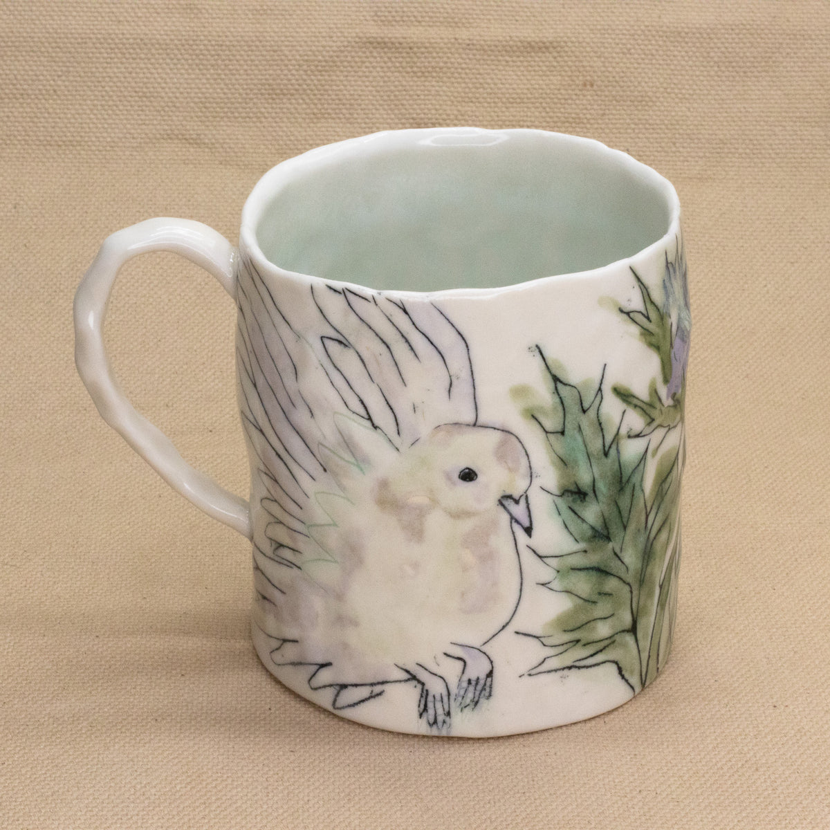 Flower and Pigeon Mug by Ryana Lawson