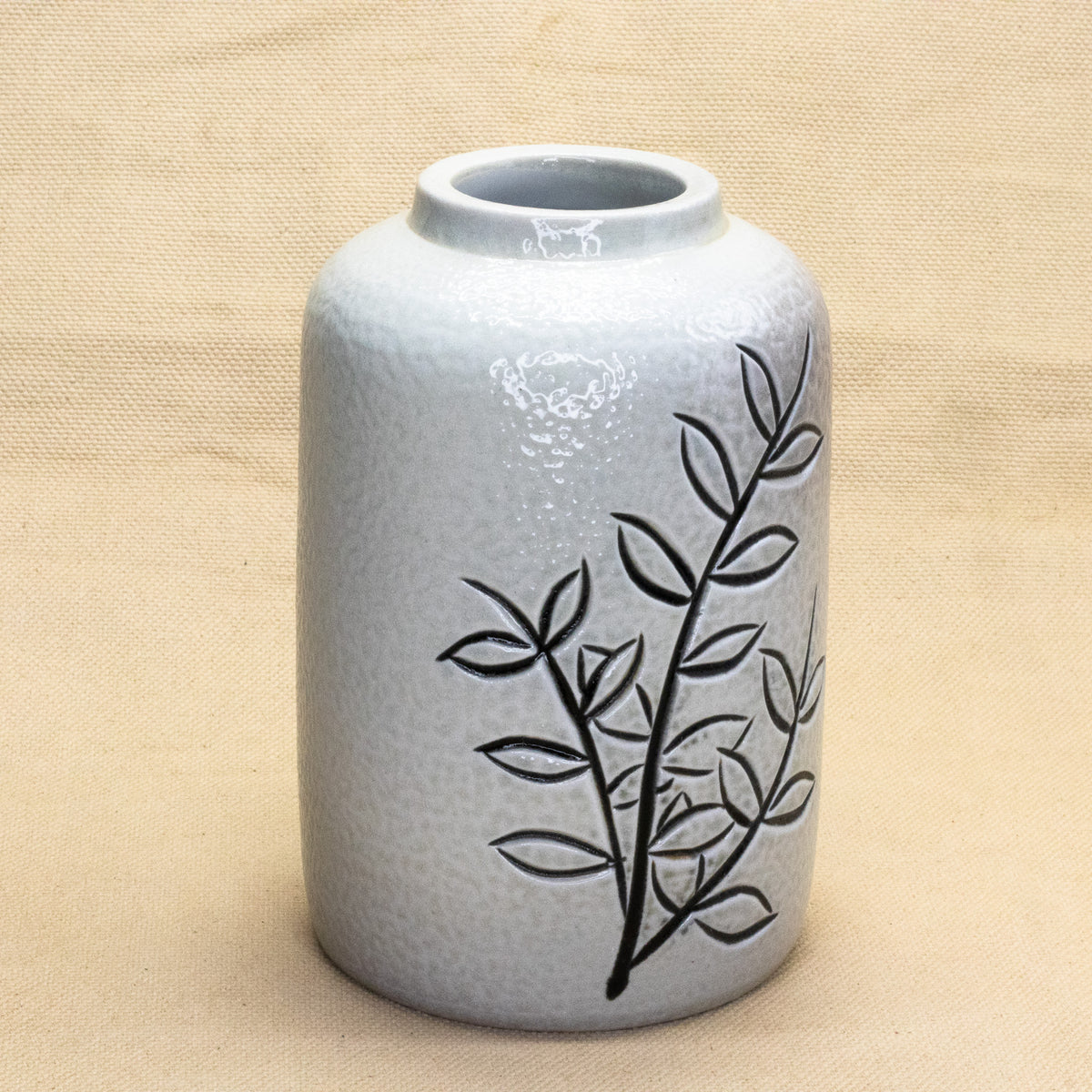 Leafy Soda Fired White Vase by Brooke Hanson
