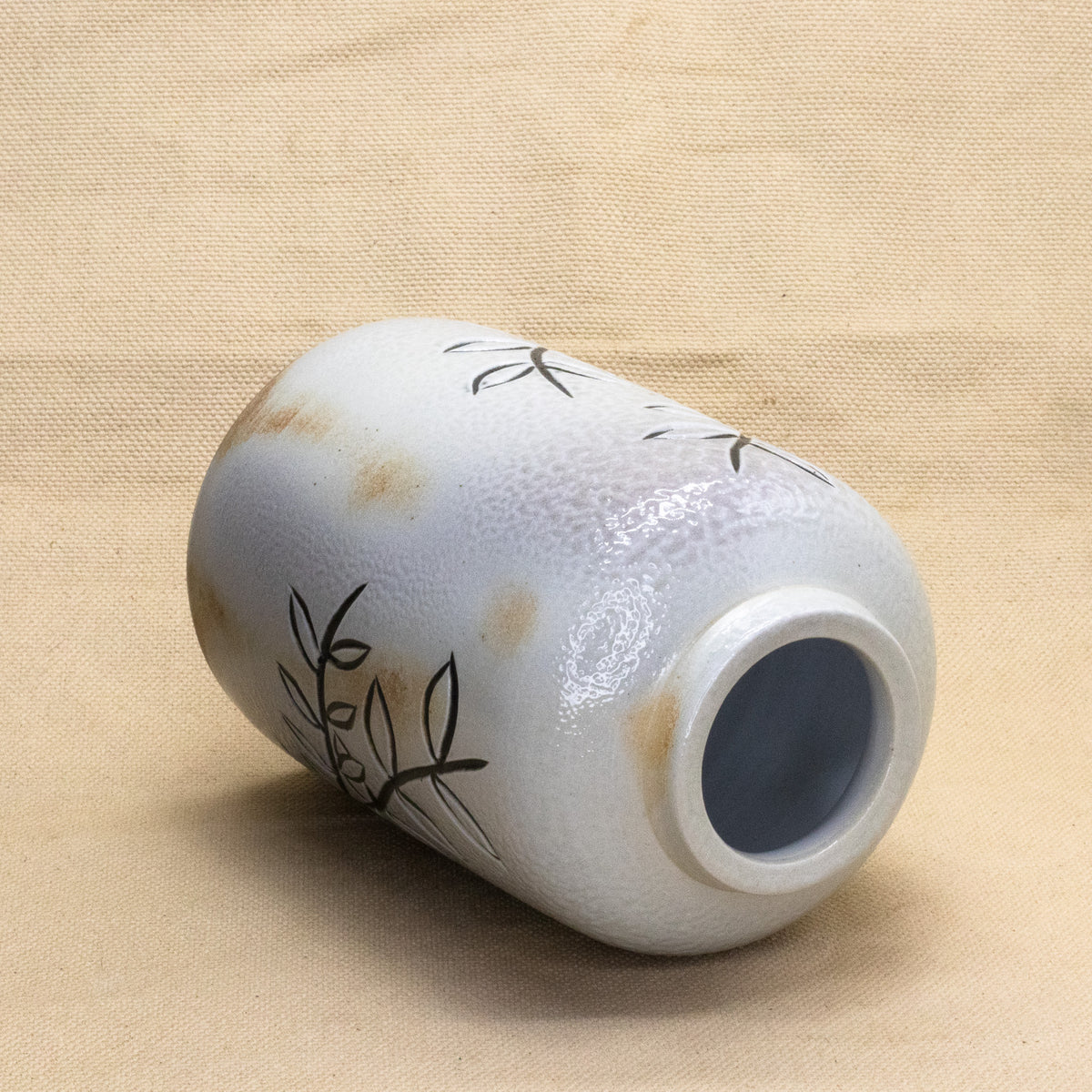 Leafy Soda Fired White Vase by Brooke Hanson