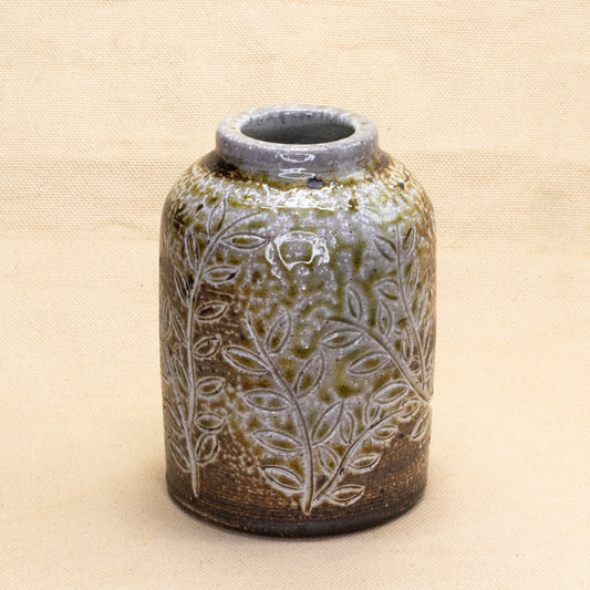 Leafy Soda Fired Brown Vase by Brooke Hanson