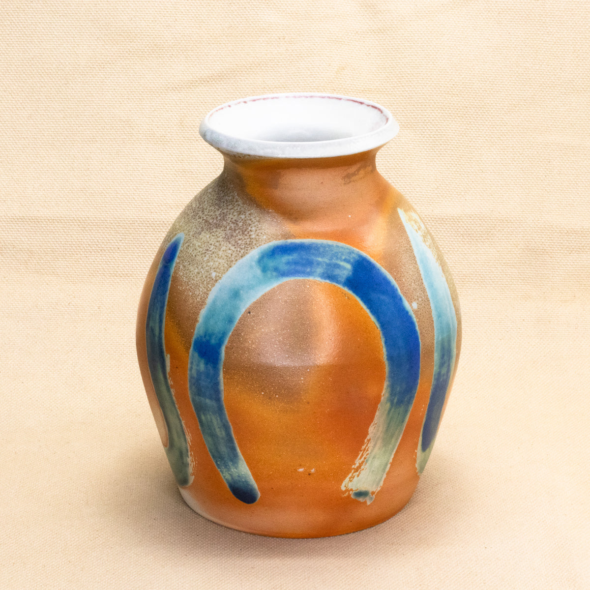 Blue Arches Soda Fired Vase by Brooke Hanson