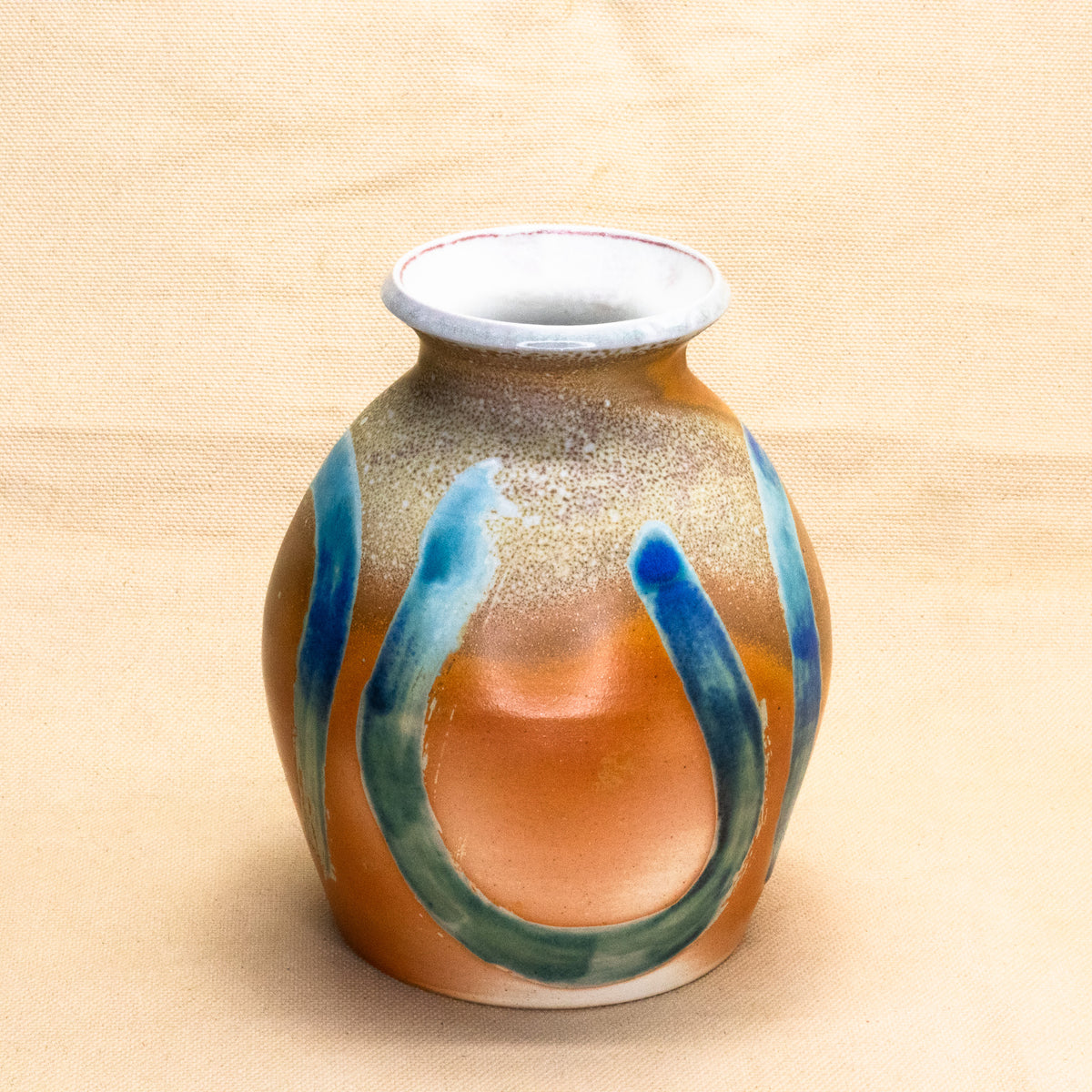 Blue Arches Soda Fired Vase by Brooke Hanson