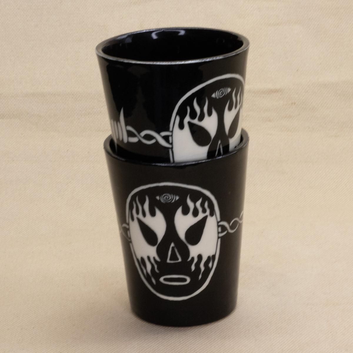 Black Luchadora Cups by The Introverted Potter