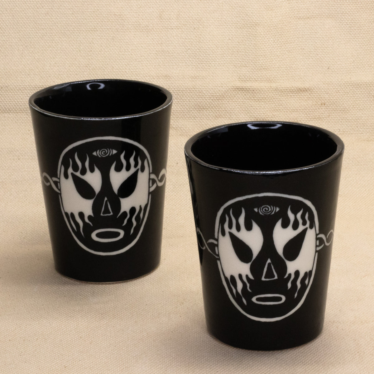 Black Luchadora Cups by The Introverted Potter