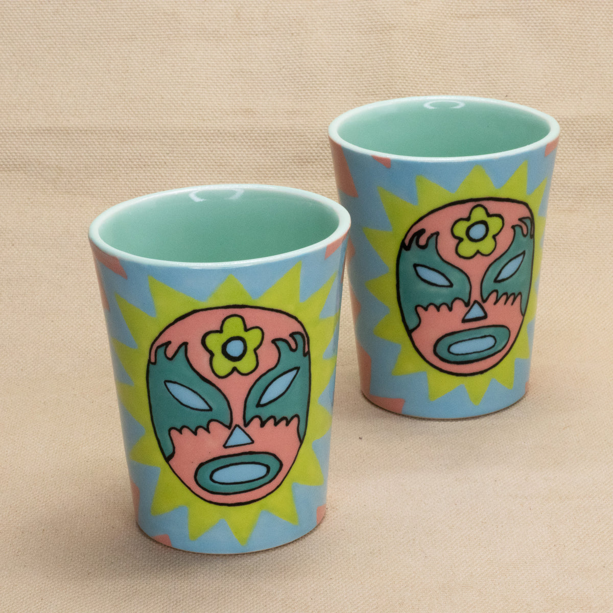 Colorful Luchadora Cups by The Introverted Potter