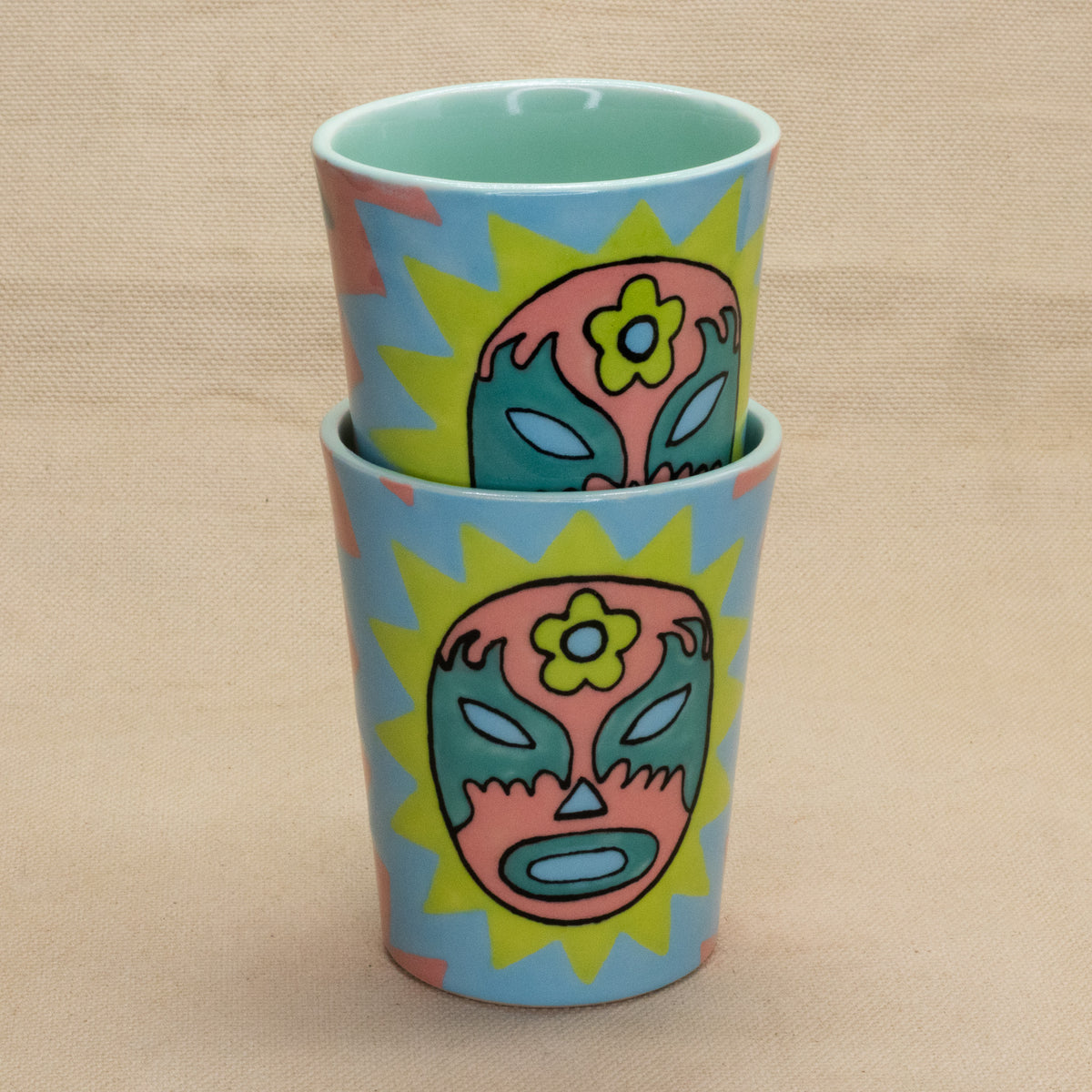 Colorful Luchadora Cups by The Introverted Potter