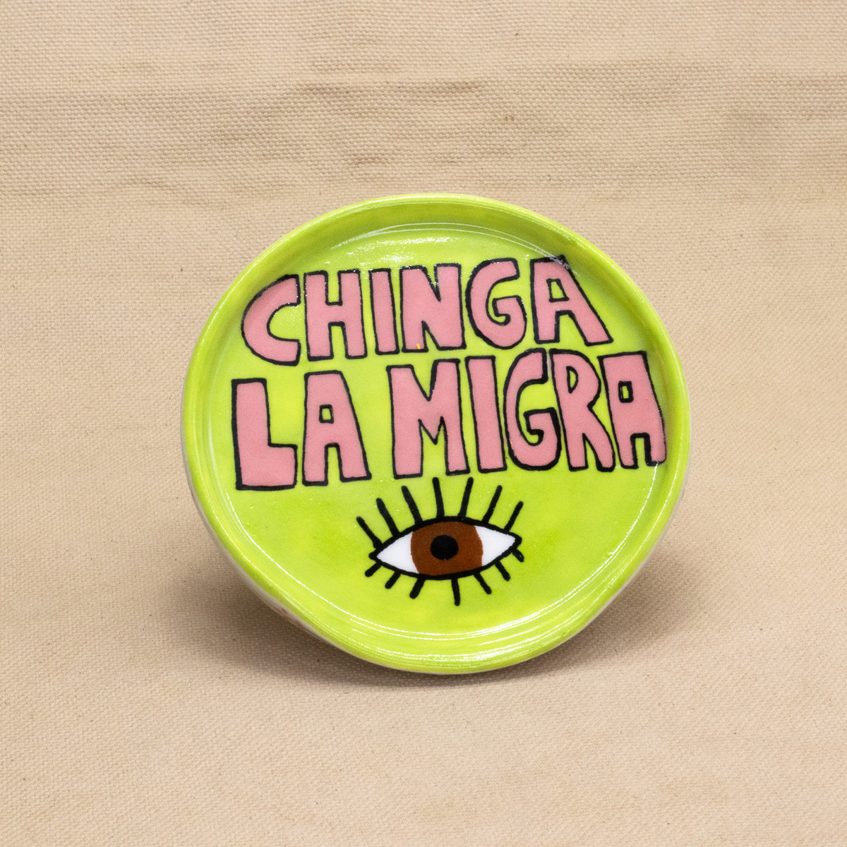 Chartreuse Chinga La Migra Spoon rest by The Introverted Potter