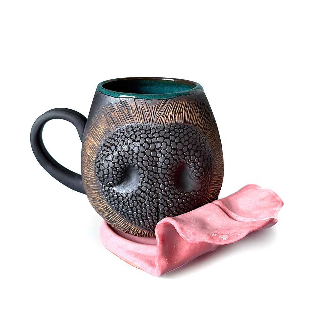 Snoot #655 and Tongue Coaster by Curiosibee Ceramics
