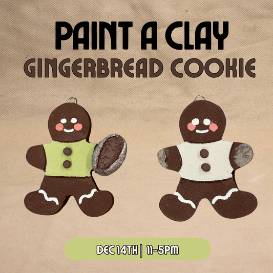 Decorate a Clay Gingerbread Cookie , December 14th from 11-5pm