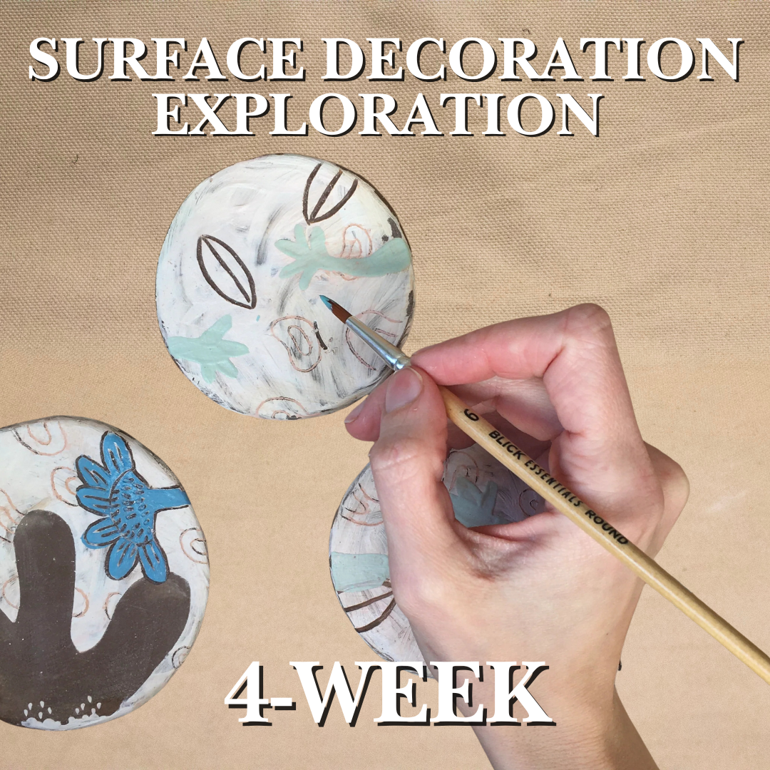 Surface Decoration Exploration, 4 Week Class: Monday Evenings, 6:30pm - 9:30pm, April 20th - May 11th