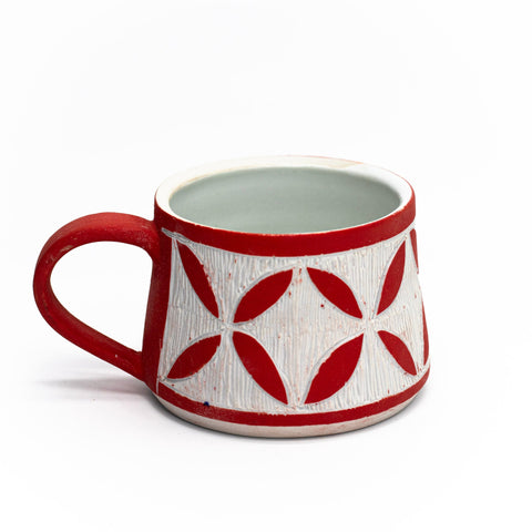 Sgraffito Mug - Red and White by Janet Wolf